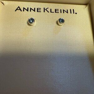 Anne Klein Small Aqua Colored Round Earrings
